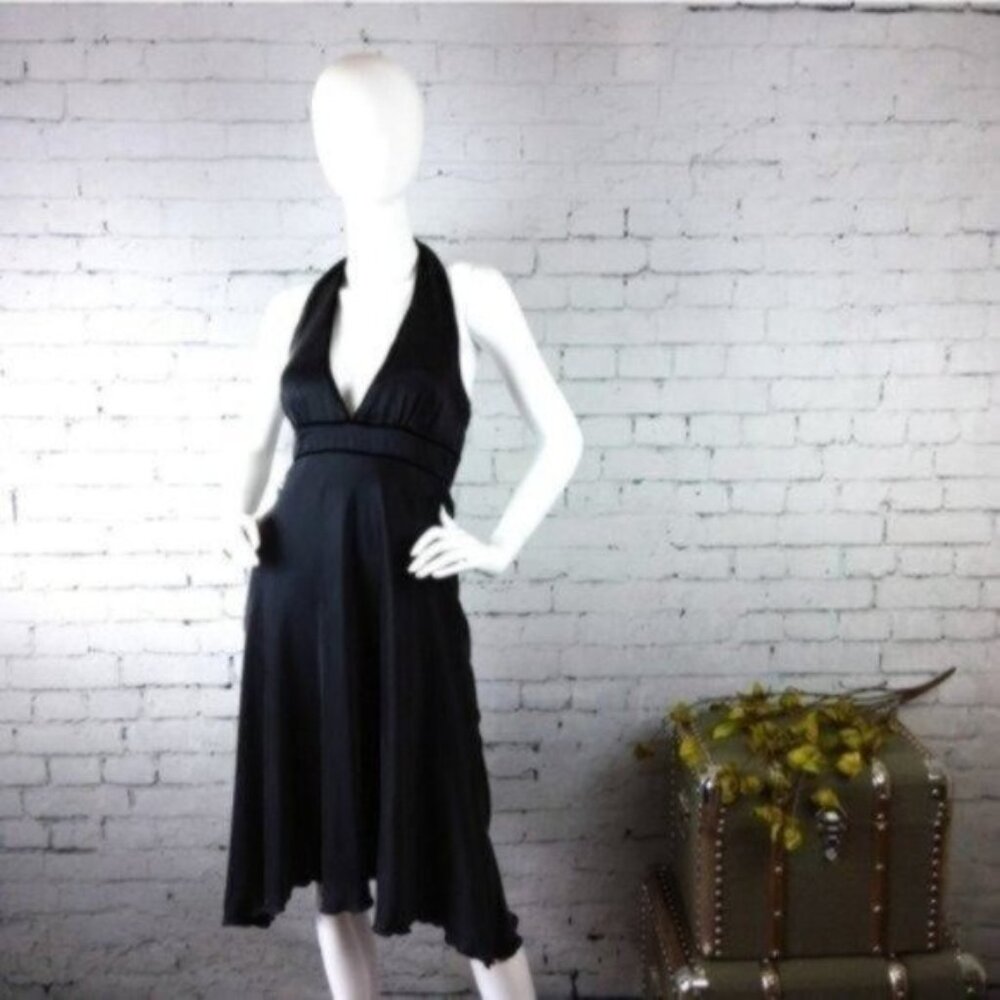 To The Max Silk Halter Midi Dress Black Size Small